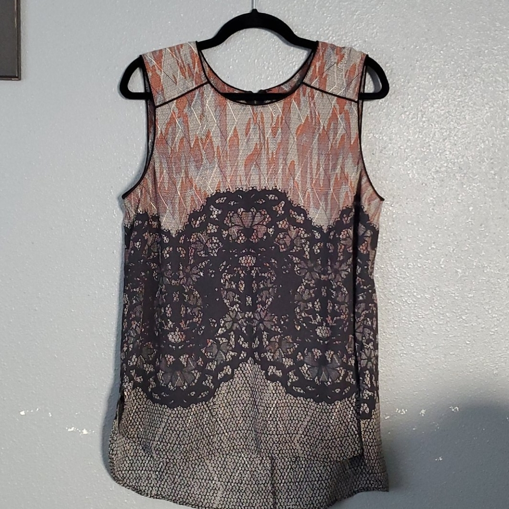 Daniel Rainn exposed zipper floral blouse